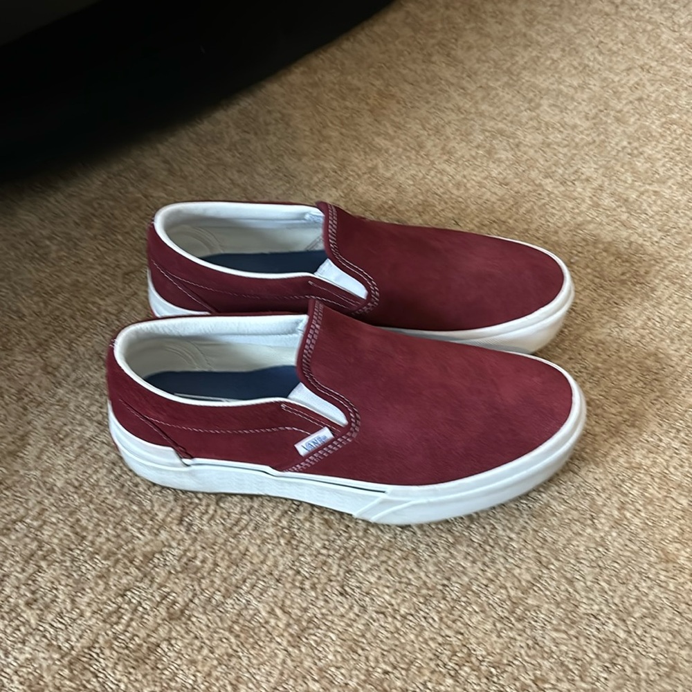 Maroon suede platform vans